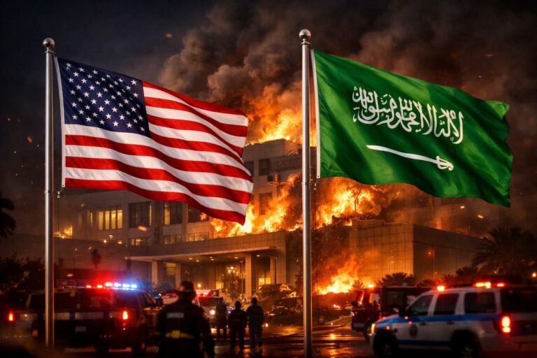 السعودية تدين الهجوم الإيراني على سفارة واشنطن بالرياض وتحذر من تصعيد إقليمي خطير.